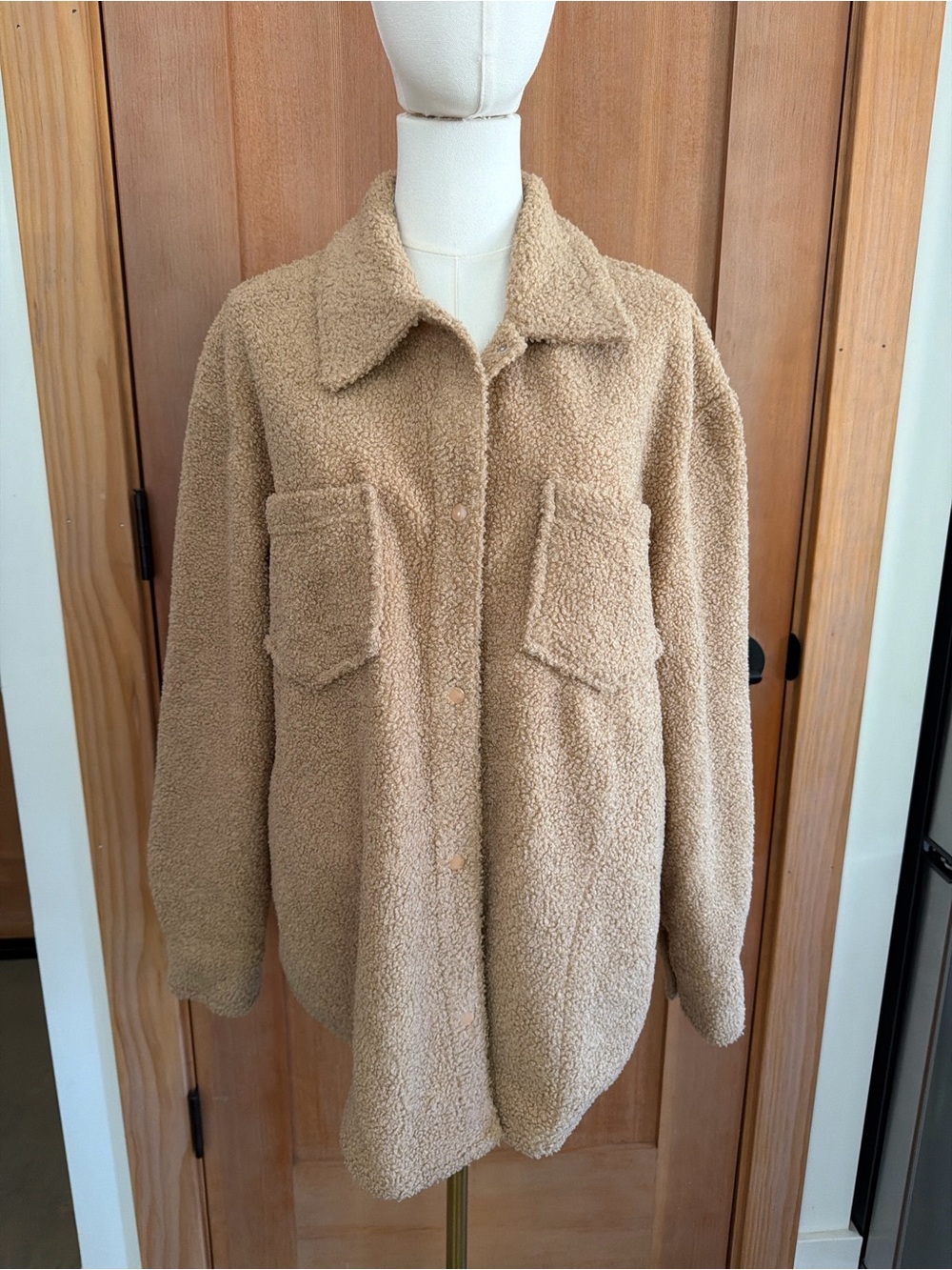 Como Vintage Teddy Sherpa Shacket - Camel